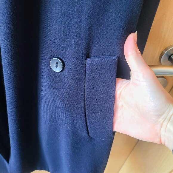 Zara Basic Outerwear Navy Blue Wool Longline Double Breasted Blazer Coat Size XS - Picture 10 of 15